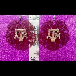 Maroon filigree Kaleidoscope Silver A&M earrings